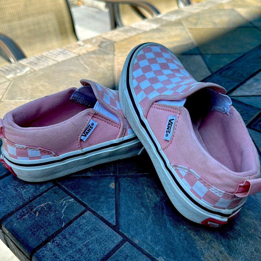Vans - size 13 kids, pink checkered design